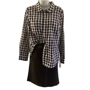 ABS BY ALLEN SCHWARTZ CHECKERED BUTTON DOWN TOP